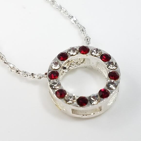 Crystal Rhinestone Reversible Pendant Necklace, 17 Inches - Picture 5 of 8